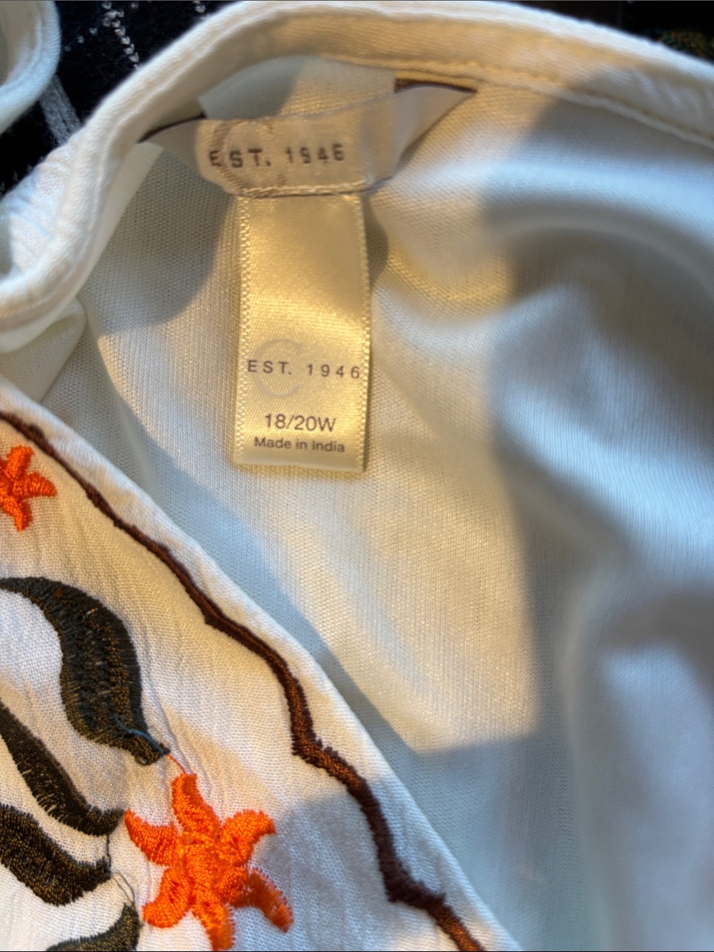 Embroidered White Cotton Tunic Dress with Multicolor Floral Detail - Picture 5 of 5